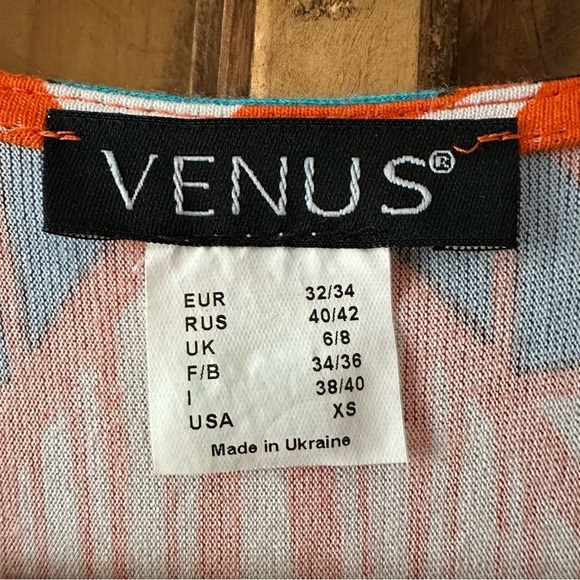 Geometric Aztec Southwestern Long Tank Maxi Dress Orange Blue Turquoise - XS - Picture 11 of 15